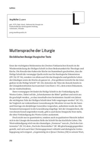 Lektüre | Jörg Müller Muttersprache der Liturgie. Die biblischen Bezüge liturgischer Texte [210-218]