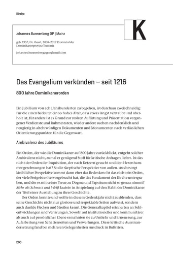 Nachfolge | Kirche | Johannes Bunnenberg OP Das Evangelium verkünden – seit 1216. 800 Jahre Dominikanerorden [260-264]