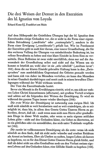 Abhandlungen | Erhard Kunz Die drei Weisen der Demut in den Exerzitien des hl. Ignatius von Loyola [280−301]