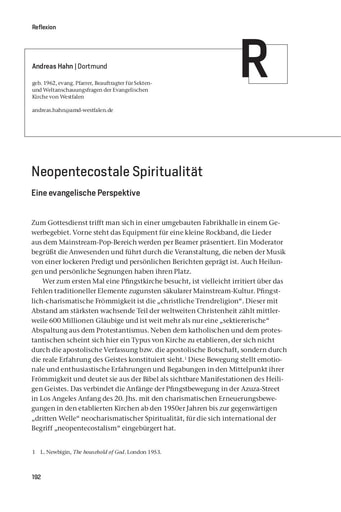 Reflexion | Andreas Hahn Neopentecostale Spiritualität. Eine evangelische Perspektive [192-201]