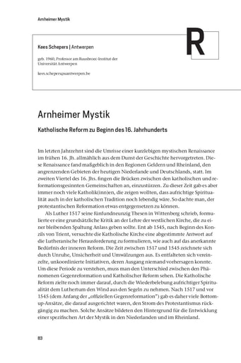 Reflexion | Kees Schepers Arnheimer Mystik. Katholische Reform zu Beginn des 16. Jhs. [83-90]
