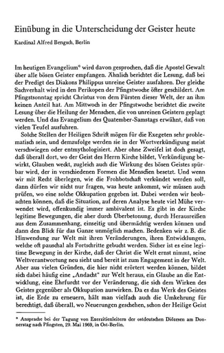 Abhandlungen | Alfred Bengsch Einübung in die Unterscheidung der Geister heute [241−243]